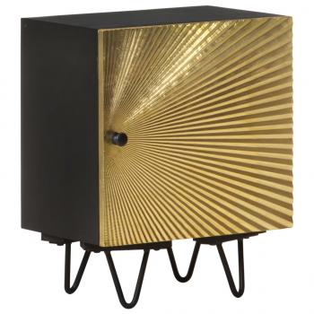 Nachttisch mit Messing-Front 40x30x50 cm Massivholz Mango