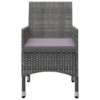 9-tlg. Garten-Essgruppe Poly Rattan und Glas Grau