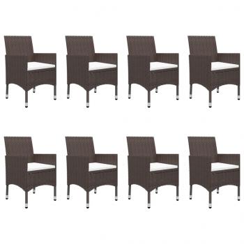 9-tlg. Garten-Essgruppe Poly Rattan und Glas Braun