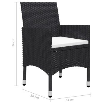 9-tlg. Garten-Essgruppe Poly Rattan Akazie Massivholz Schwarz 