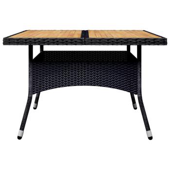 9-tlg. Garten-Essgruppe Poly Rattan Akazie Massivholz Schwarz 