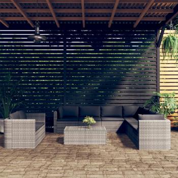 ARDEBO.de - 10-tlg. Garten-Lounge-Set mit Kissen Poly Rattan Grau