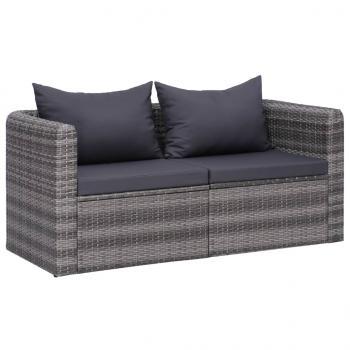 10-tlg. Garten-Lounge-Set mit Kissen Poly Rattan Grau