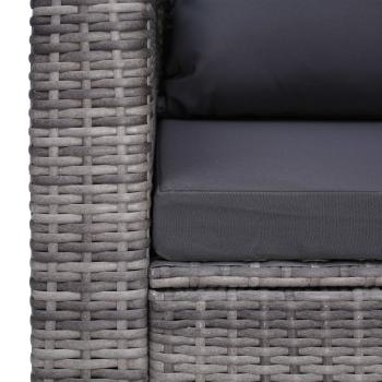 9-tlg. Garten-Lounge-Set mit Kissen Poly Rattan Grau