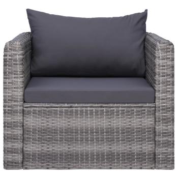 9-tlg. Garten-Lounge-Set mit Kissen Poly Rattan Grau