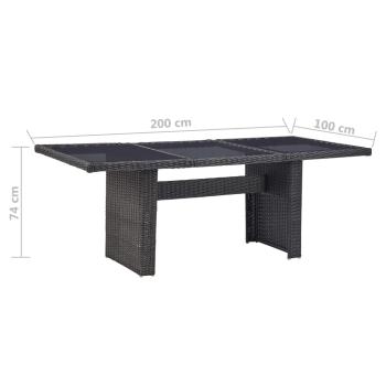 9-tlg. Garten-Essgruppe Poly Rattan Schwarz