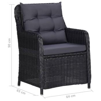 7-tlg. Garten-Essgruppe Poly Rattan Schwarz