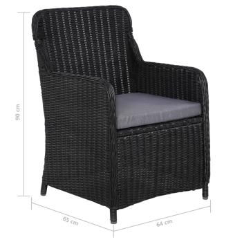 11-tlg. Garten-Essgruppe Poly Rattan Schwarz