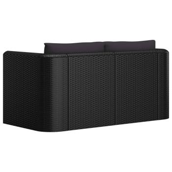 11-tlg. Garten-Lounge-Set mit Kissen Poly Rattan Schwarz