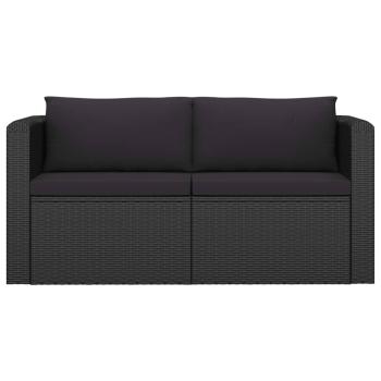 7-tlg. Garten-Lounge-Set mit Kissen Poly Rattan Schwarz