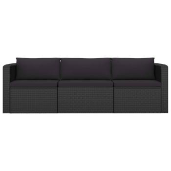 8-tlg. Garten-Lounge-Set mit Kissen Poly Rattan Schwarz