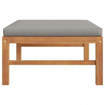 ARDEBO.de - Fußhocker mit Dunkelgrauer Auflage Massivholz Teak