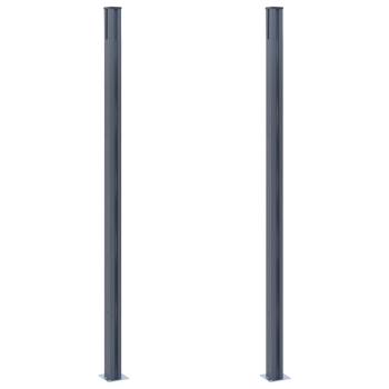 Zaunpfosten 2 Stk. Dunkelgrau 185 cm Aluminium