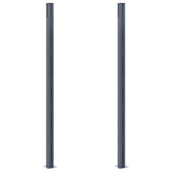 Zaunpfosten 2 Stk. Dunkelgrau 185 cm Aluminium