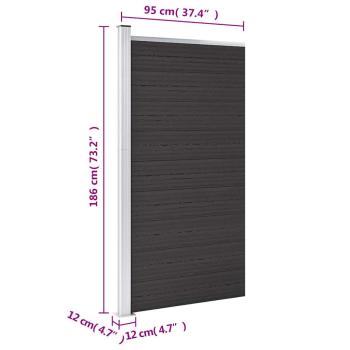 Zaunelement WPC 95x186 cm Schwarz
