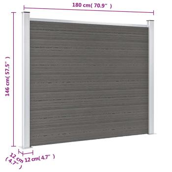 Zaunelement WPC 180x146 cm Grau