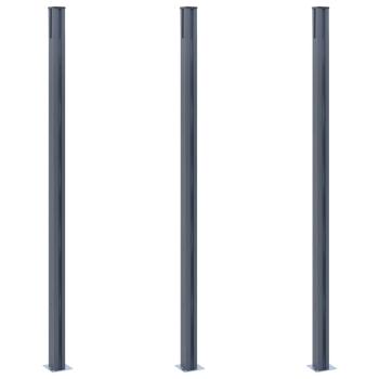 Zaunpfosten 3 Stk. Dunkelgrau 185 cm Aluminium