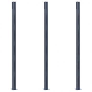 Zaunpfosten 3 Stk. Dunkelgrau 185 cm Aluminium