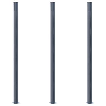 Zaunpfosten 3 Stk. Dunkelgrau 185 cm Aluminium