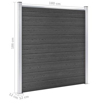 Zaunelement Set WPC 446x(105-186) cm Schwarz  
