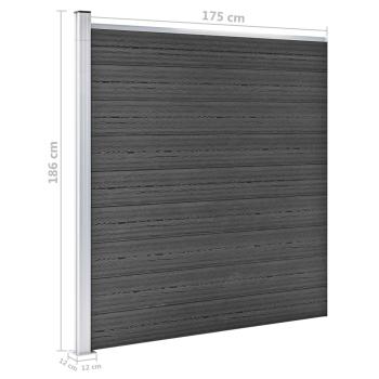 Zaunelement Set WPC 446x(105-186) cm Schwarz  