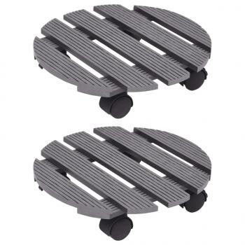 ARDEBO.de - Pflanzenroller 2 Stk. Grau Ø30x7,5 cm WPC
