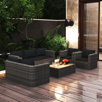 ARDEBO.de - 8-tlg. Garten-Lounge-Set mit Kissen Poly Rattan Grau