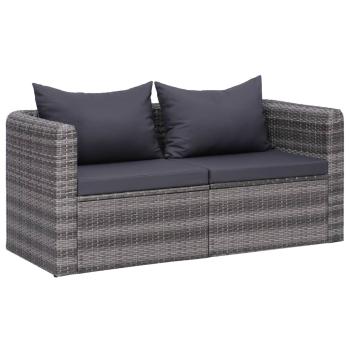 8-tlg. Garten-Lounge-Set mit Kissen Poly Rattan Grau