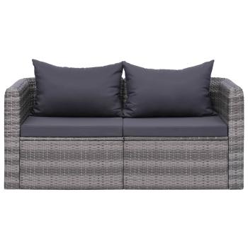 8-tlg. Garten-Lounge-Set mit Kissen Poly Rattan Grau