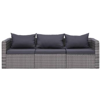 8-tlg. Garten-Lounge-Set mit Kissen Poly Rattan Grau