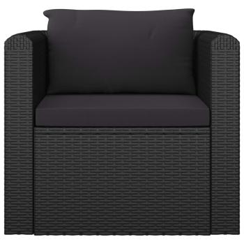 10-tlg. Garten-Lounge-Set mit Kissen Poly Rattan Schwarz