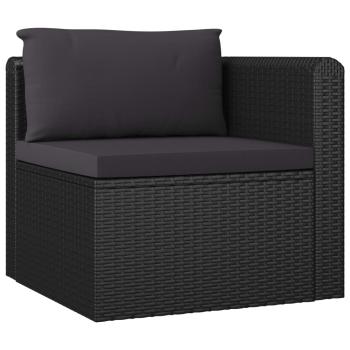 10-tlg. Garten-Lounge-Set mit Kissen Poly Rattan Schwarz