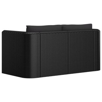 9-tlg. Garten-Lounge-Set mit Kissen Poly Rattan Schwarz