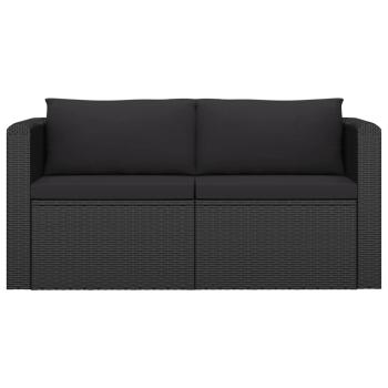 9-tlg. Garten-Lounge-Set mit Kissen Poly Rattan Schwarz