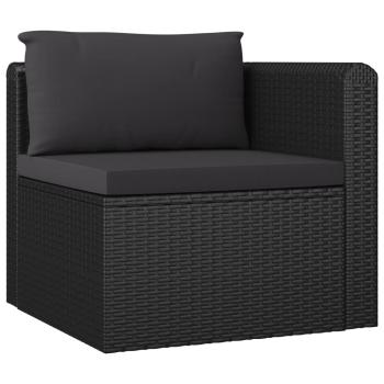 10-tlg. Garten-Lounge-Set mit Kissen Poly Rattan Schwarz