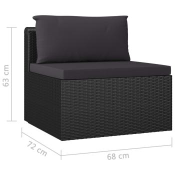 10-tlg. Garten-Lounge-Set mit Kissen Poly Rattan Schwarz