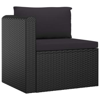 10-tlg. Garten-Lounge-Set mit Kissen Poly Rattan Schwarz