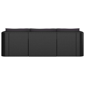 10-tlg. Garten-Lounge-Set mit Kissen Poly Rattan Schwarz