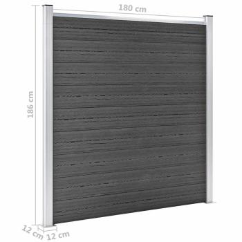 Zaunelement Set WPC 792x(105-186)cm Schwarz    