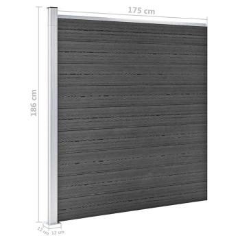 Zaunelement Set WPC 792x(105-186)cm Schwarz    