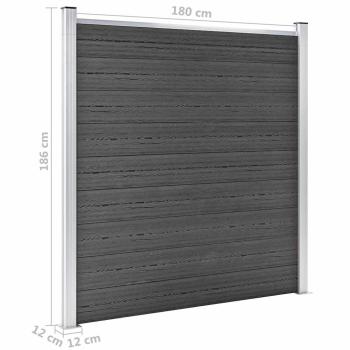 Zaunelement Set WPC 1311x(105-186) cm Schwarz  