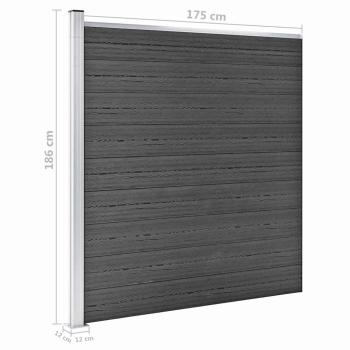 Zaunelement Set WPC 1311x(105-186) cm Schwarz  