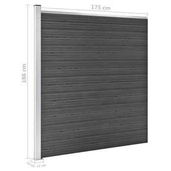 Zaunelement Set WPC 1484x(105-186) cm Schwarz  