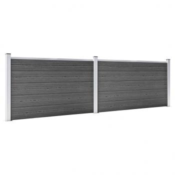 Zaunelement Set WPC 353x105 cm Schwarz 
