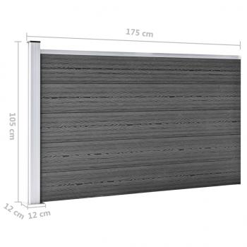 Zaunelement Set WPC 353x105 cm Schwarz 