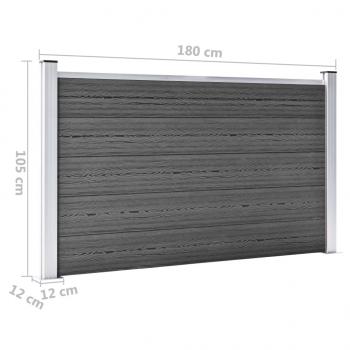Zaunelement Set WPC 353x105 cm Schwarz 