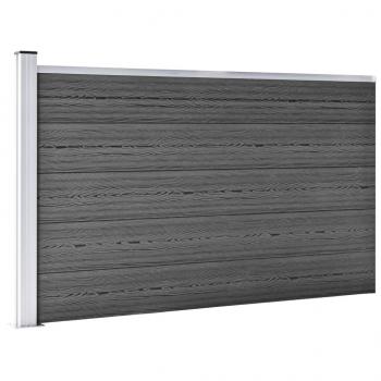 Zaunelement Set WPC 353x105 cm Schwarz 