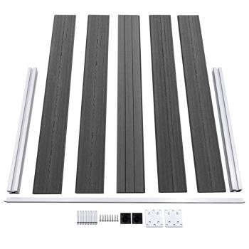 Zaunelement Set WPC 353x105 cm Schwarz 