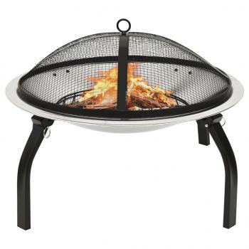 ARDEBO.de - 2in1 Feuerschale und Grill mit Schürhaken 56x56x49 cm Edelstahl