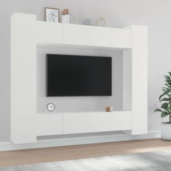 ARDEBO.de - 8-tlg. TV-Schrank-Set Weiß Holzwerkstoff